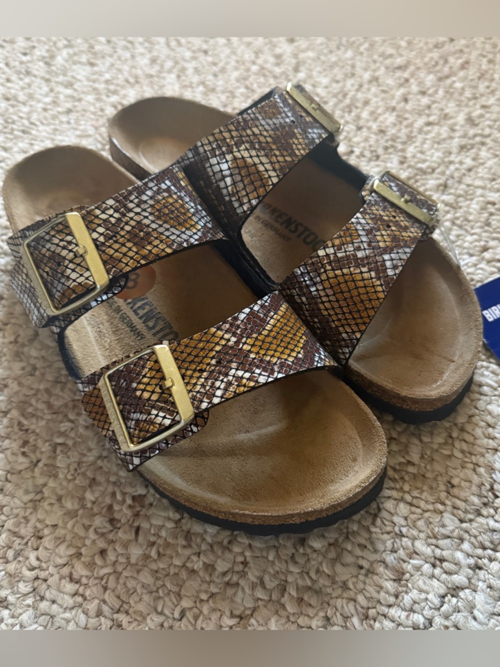 NWT Birkenstock Arizona Python Gold Sandals Size US 8/EU 39 - Picture 4 of 9